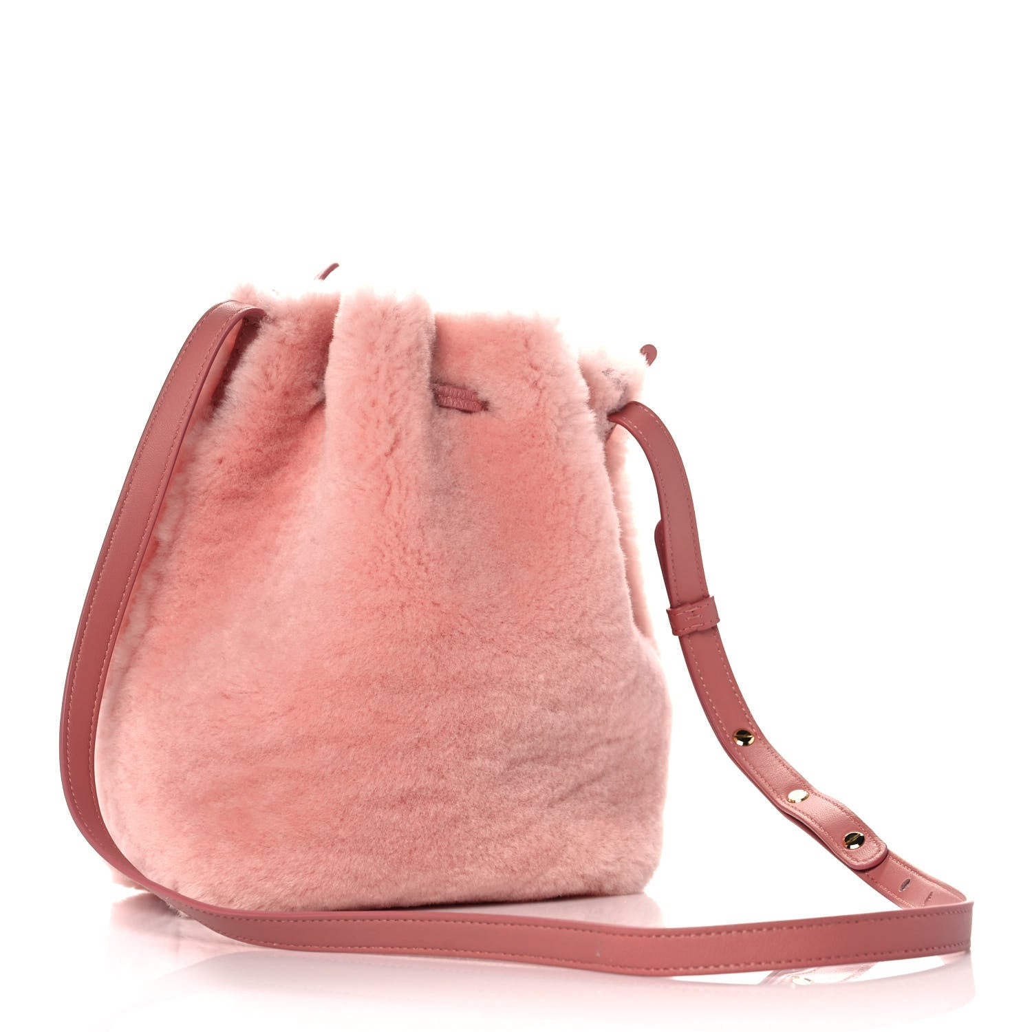 Mansur Gavriel Shearling Mini Bucket Bag Blush 2 of 9