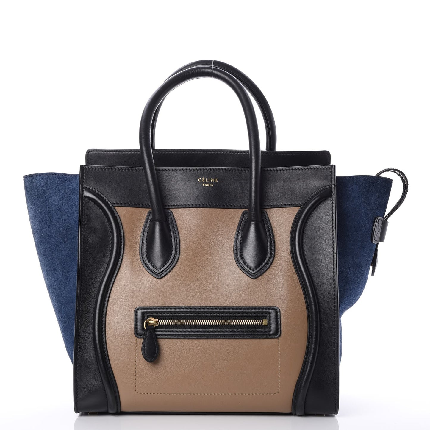 Smooth Calfskin Suede Tri-color Mini Luggage Beige