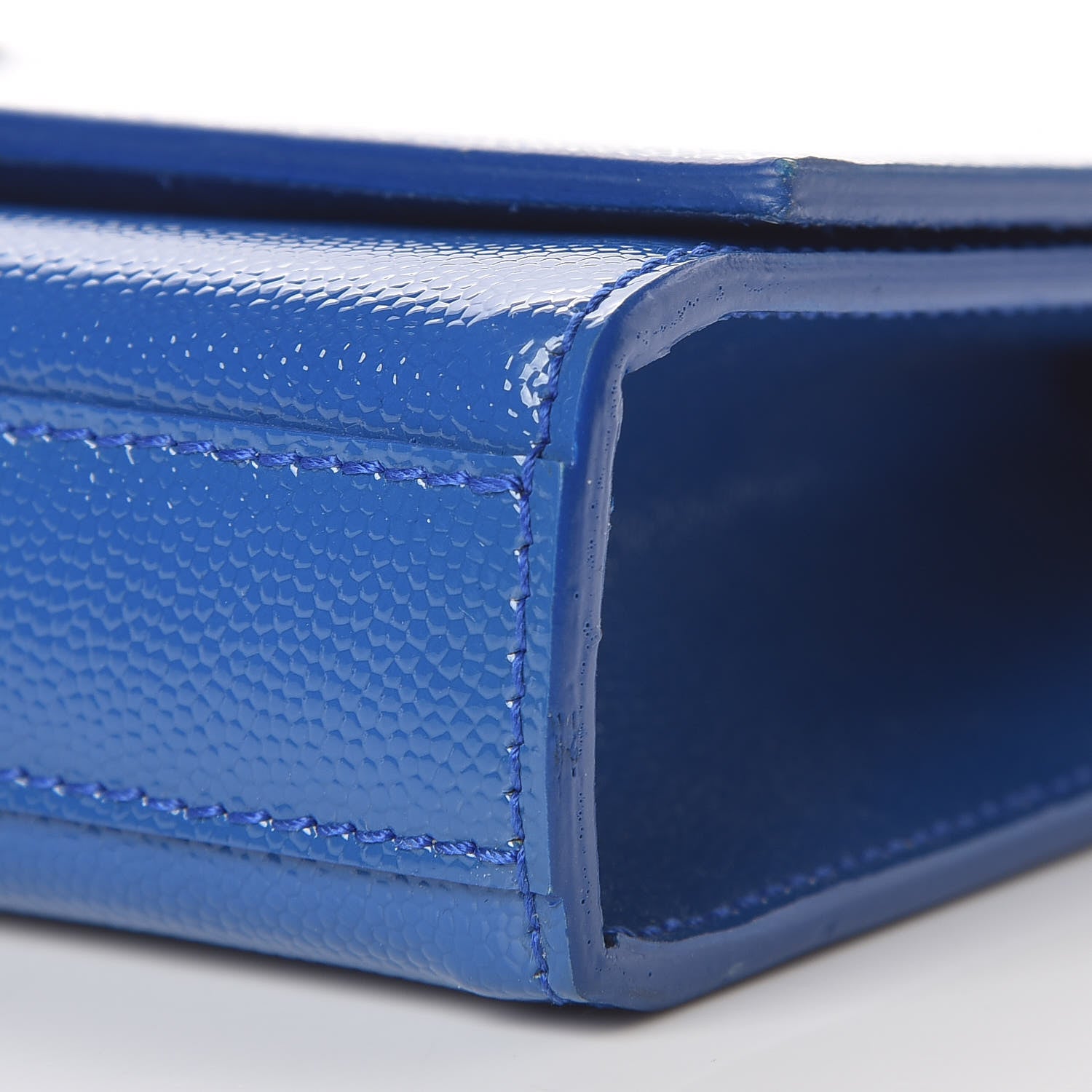 Saint Laurent Patent Grain De Poudre Classic Monogram Cassandre Clutch Blue 6 of 9