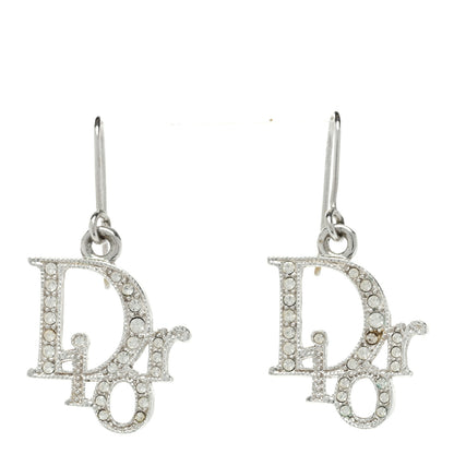 Christian Dior Crystal Logo Earrings Silver 1 of 3