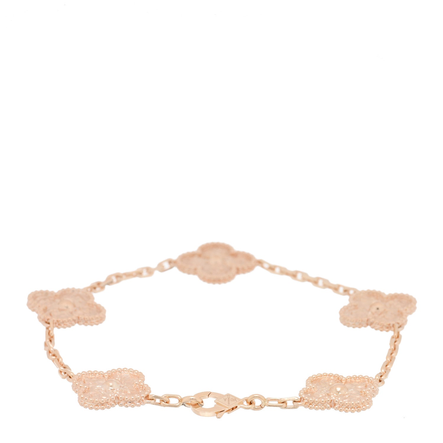 Van Cleef & Arpels 18K Rose Gold 5 Motifs Vintage Alhambra Bracelet 2 of 4