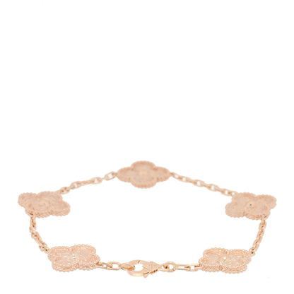 Van Cleef & Arpels 18K Rose Gold 5 Motifs Vintage Alhambra Bracelet 2 of 4