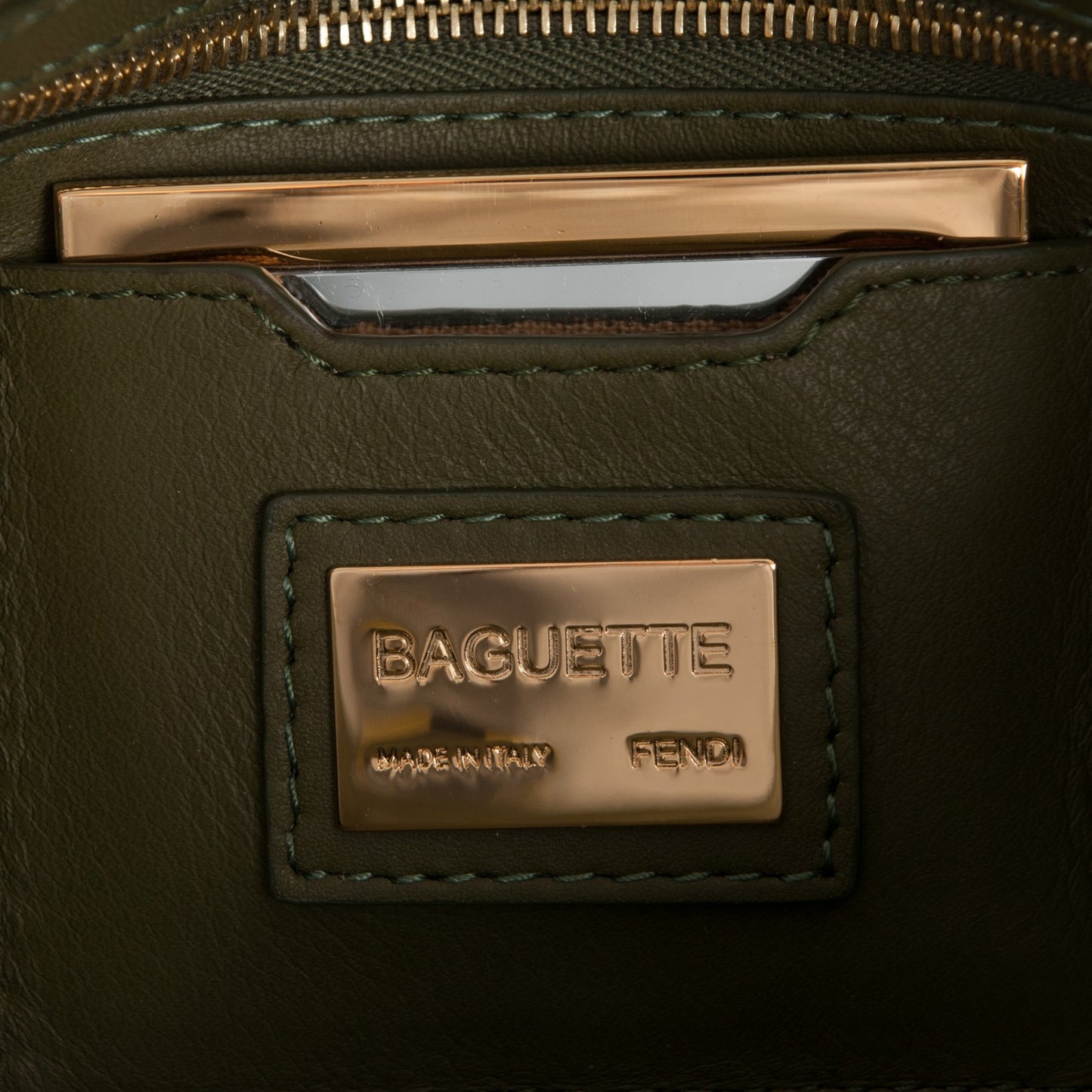 Vitello Enamel Interchangeable Strap Baguette Verde Oliva