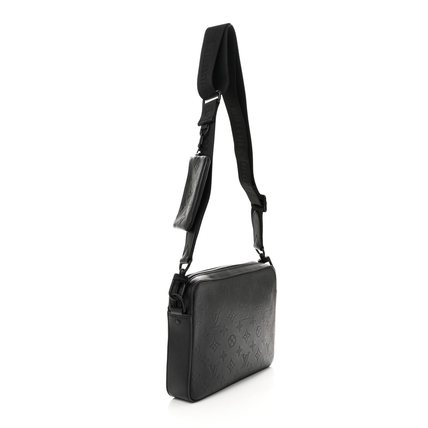 Calfskin Monogram Shadow Duo Messenger Black