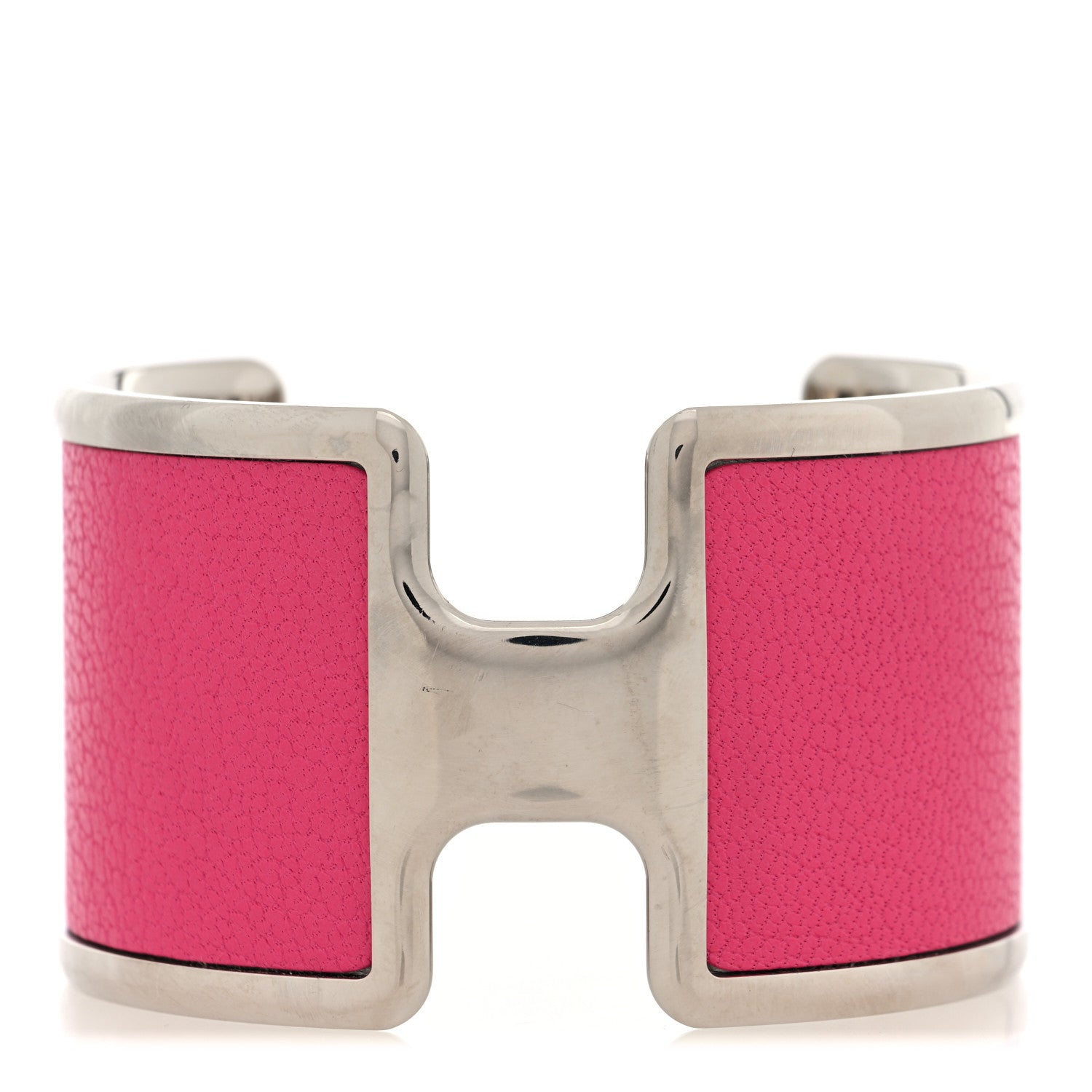 Hermes Chamkila Chevre Olympe Cuff Bracelet Rose Shocking 1 of 4