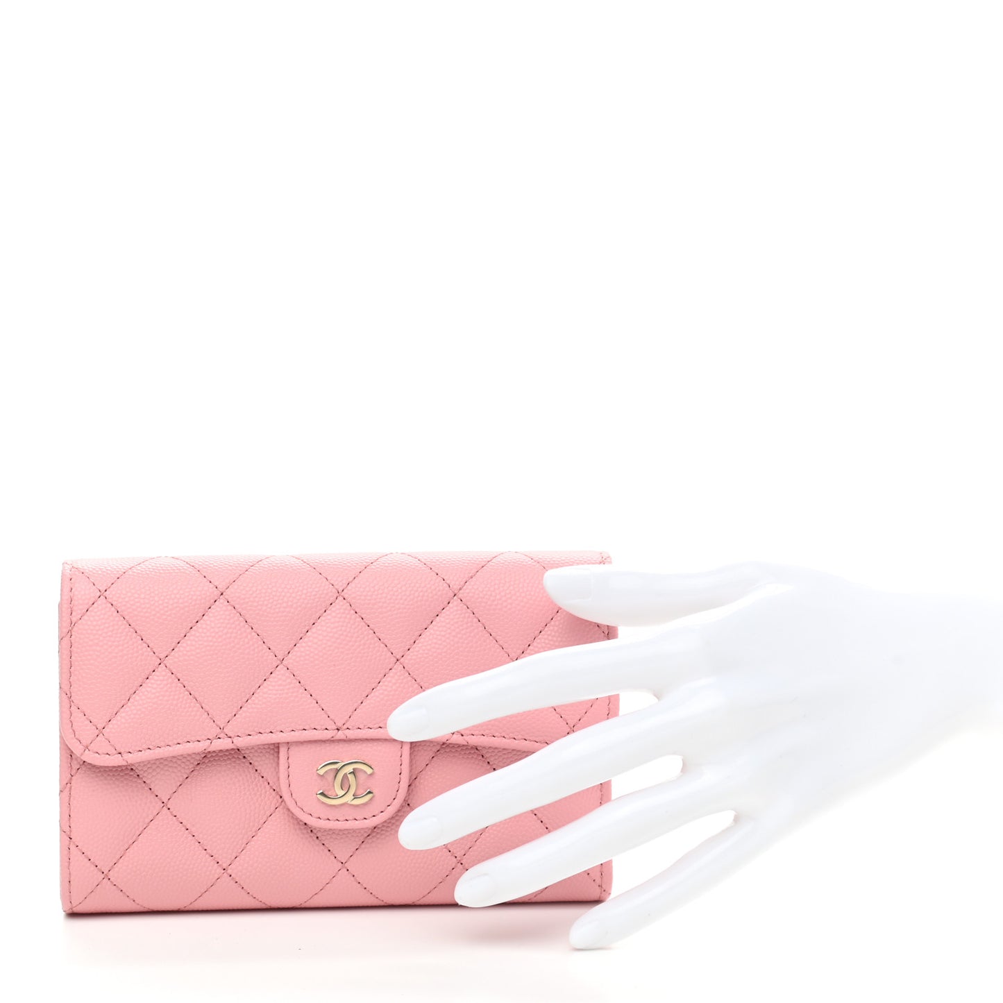 Caviar Quilted Medium Flap Wallet Pink