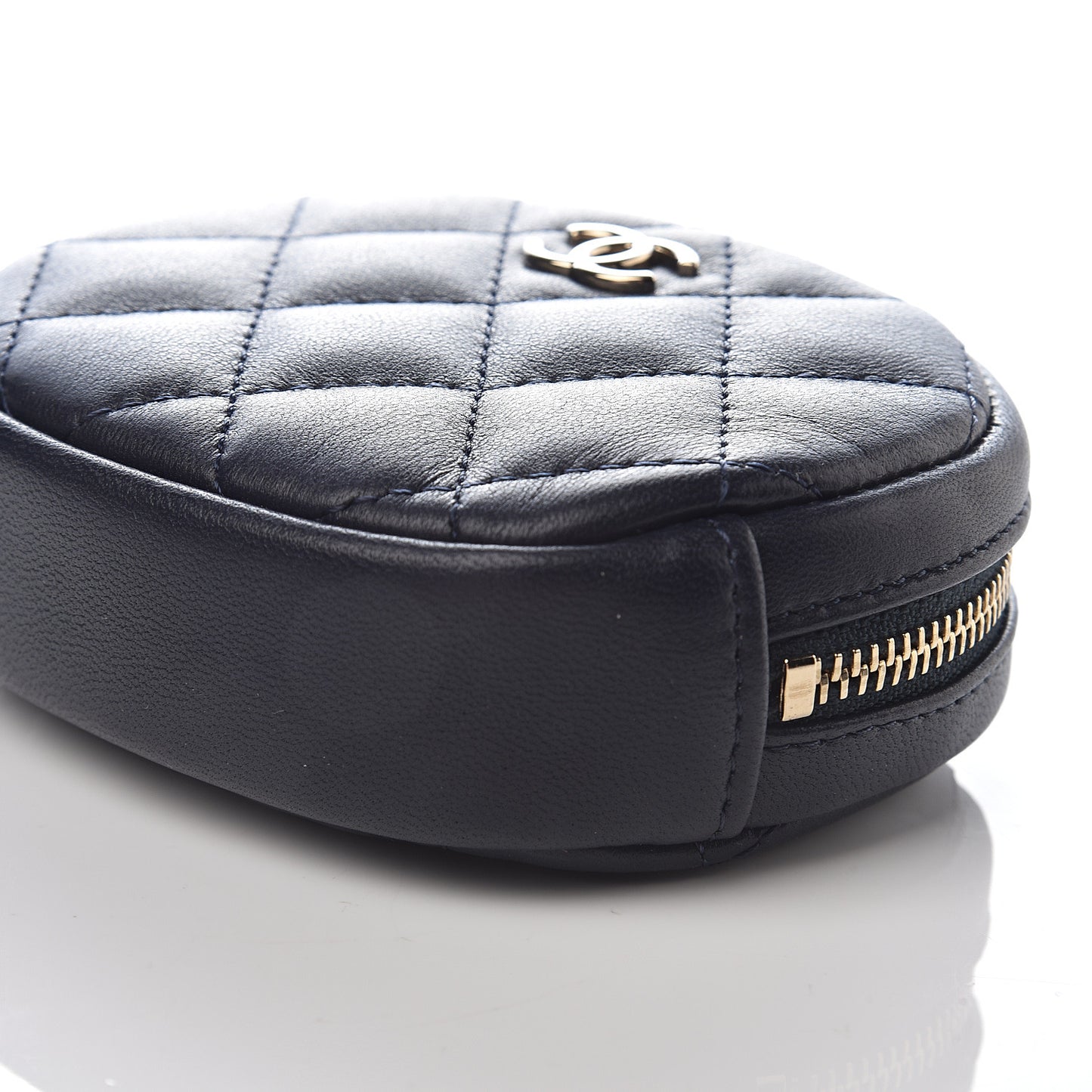Lambskin Quilted Zip Around Classic Coin Purse Navy Blue