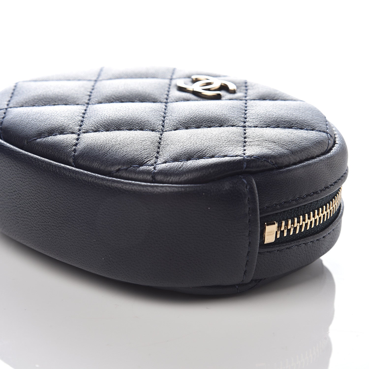 Chanel Lambskin Quilted Zip Around Classic Coin Purse Navy Blue 6 of 6