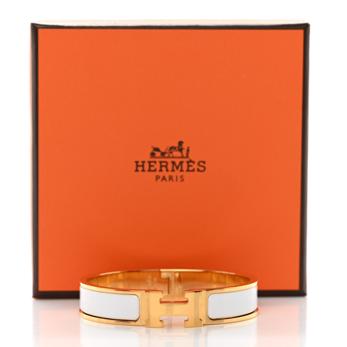 Enamel Narrow Clic Clac H Bracelet PM White