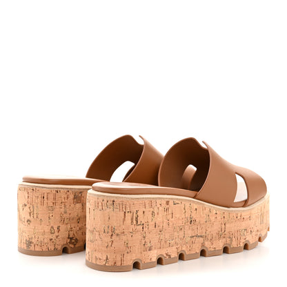Hermes Calfskin Cork Eze 30 Sandals 35 Gold 5 of 10