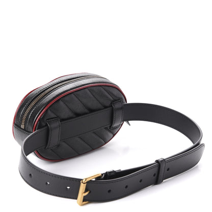 Gucci Azalea Calfskin Matelasse Diagonal Torchon GG Marmont Belt Bag 75 30 Black Romantic Cerise 3 of 9