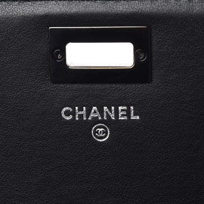 Chanel Aged Calfskin Chevron Quilted Reissue 2.55 Square Wallet On Chain WOC So Black 8 of 10