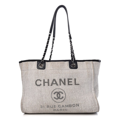 Chanel Woven Straw Raffia Deauville Tote Grey 1 of 11