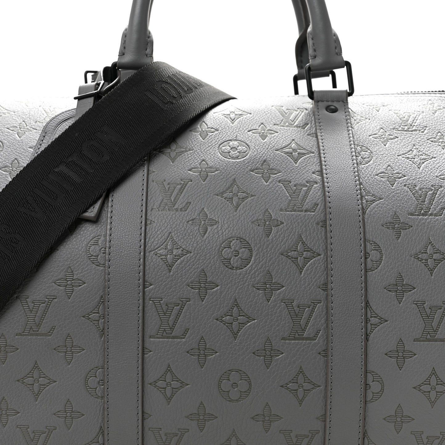 Calfskin Monogram Shadow Keepall Bandouliere 50 Anthracite gray