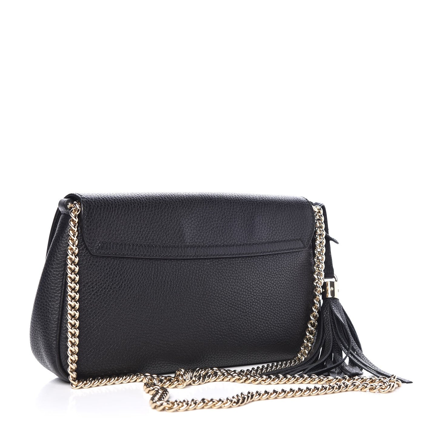 Pebbled Calfskin Medium Soho Flap Crossbody Black