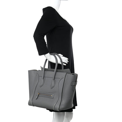 Celine Drummed Calfskin Mini Luggage Kohl 2 of 15