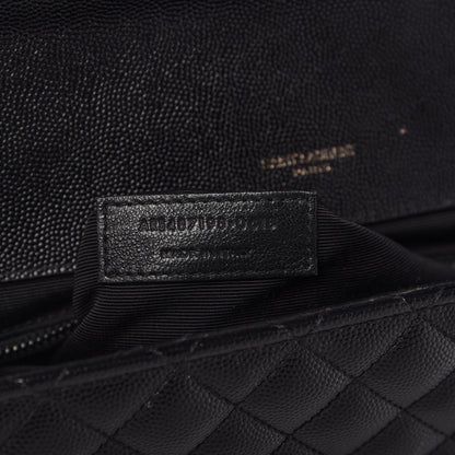 Saint Laurent Grain De Poudre Textured Mixed Matelasse Large Triquilt Monogram Monochrome Satchel Black 9 of 11