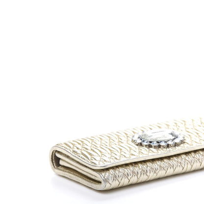 Miu Miu Metallic Nappa Matelasse Crystal Clutch Pyrite 6 of 8