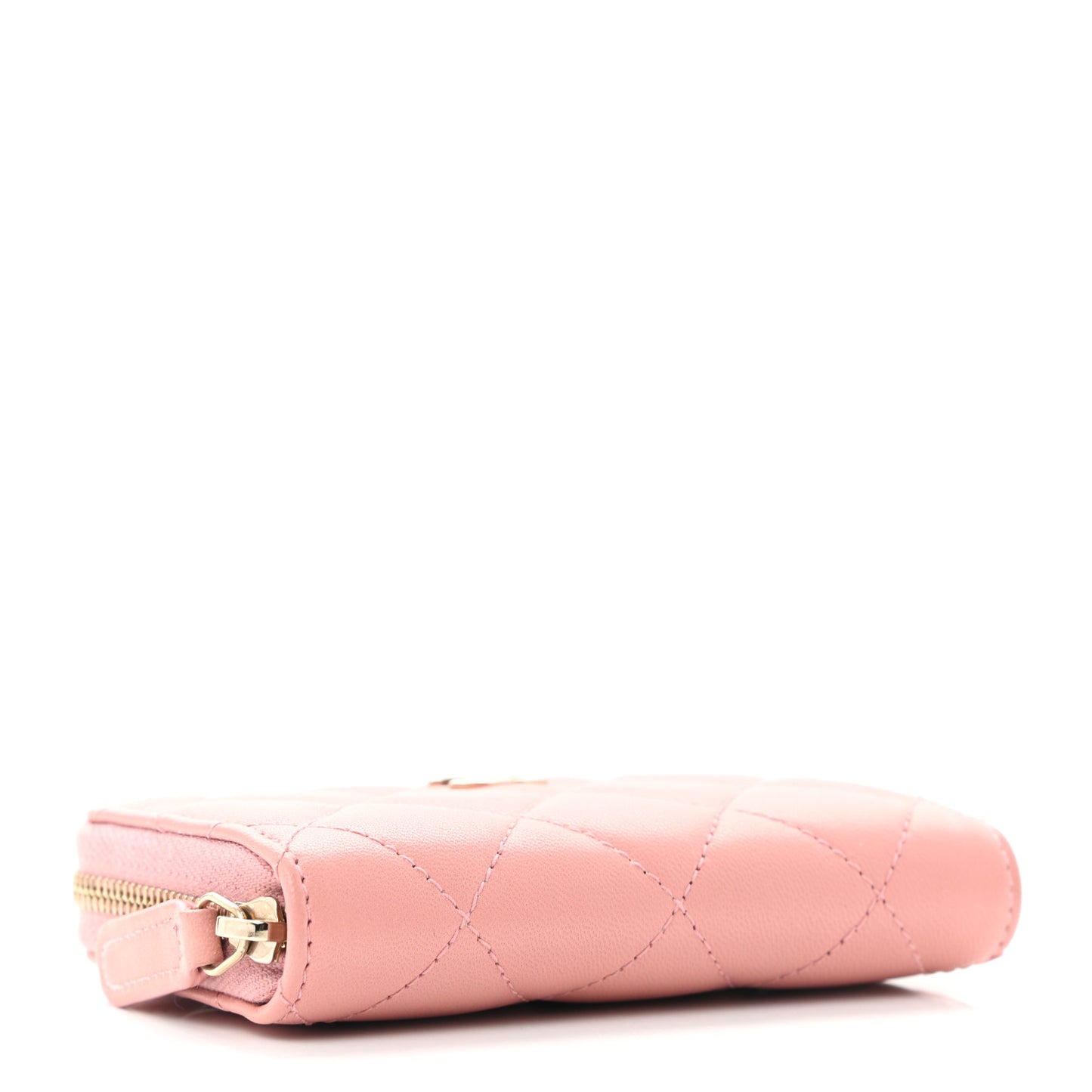 Lambskin Quilted Zip Around Coin Purse Light Pink