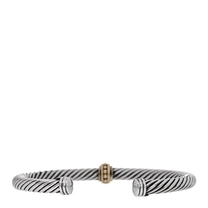 David Yurman Sterling Silver 14K Yellow Gold 5mm Cable Classics Single Station Bracelet 2 of 3