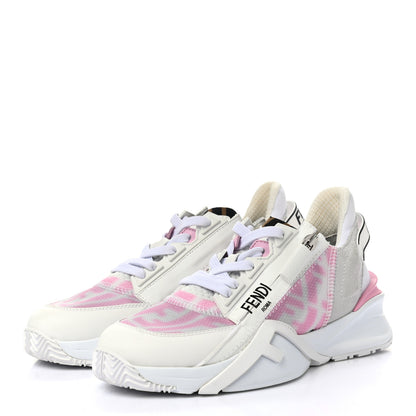 Fendi X SARAH COLEMAN Nylon Suede Lycra FF Vertigo Fendi Flow Low Top Sneakers 35.5 Transparent Rosa White 3 of 11