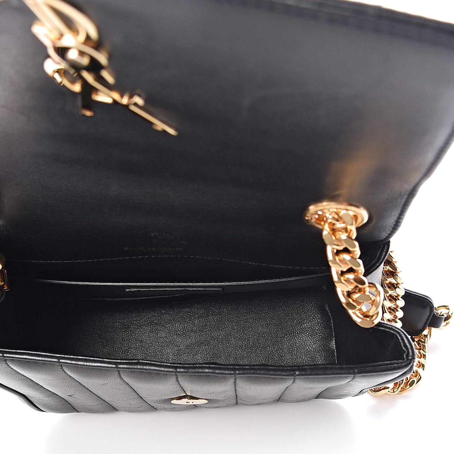 Lambskin Matelasse Monogram Medium Vicky Chain Bag Black