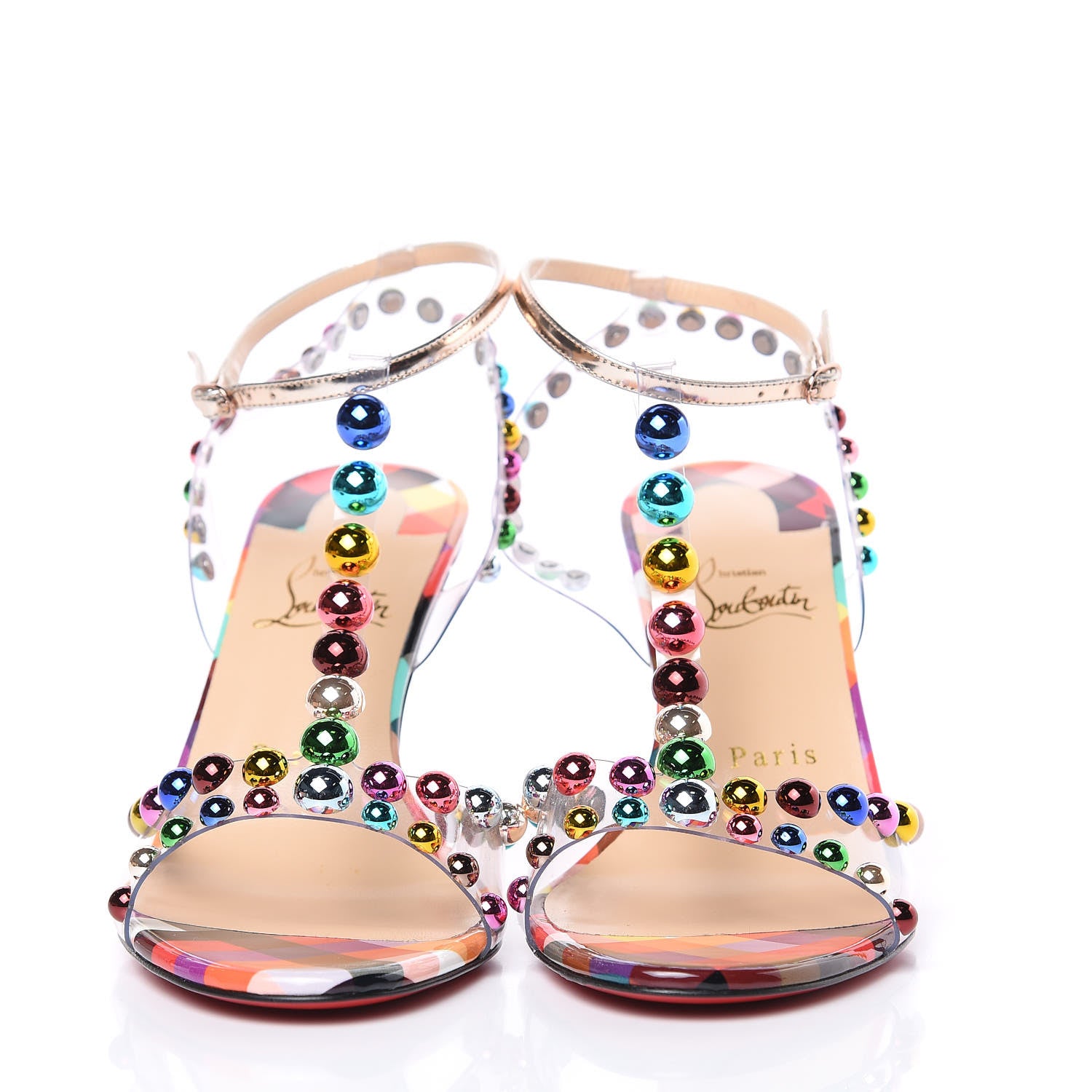 Christian Louboutin Patent PVC Ranimule 85 T-Strap Sandals 39 Multicolor 2 of 9