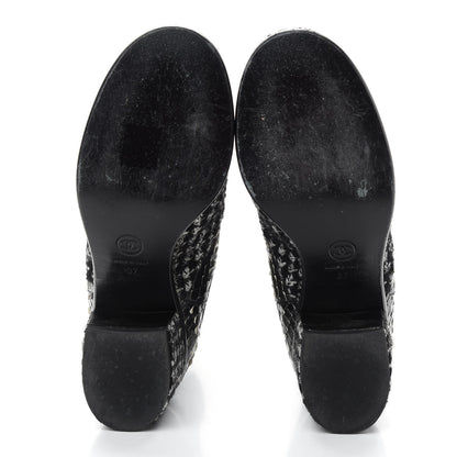 Chanel Fantasy Tweed Snakeskin Short Boots 37 Black 5 of 8