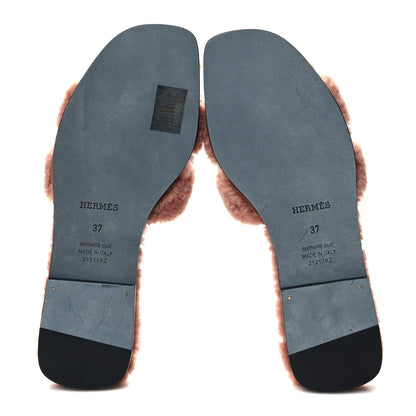 Hermes Woolskin Oran Sandals 37 Rose Aube 5 of 8