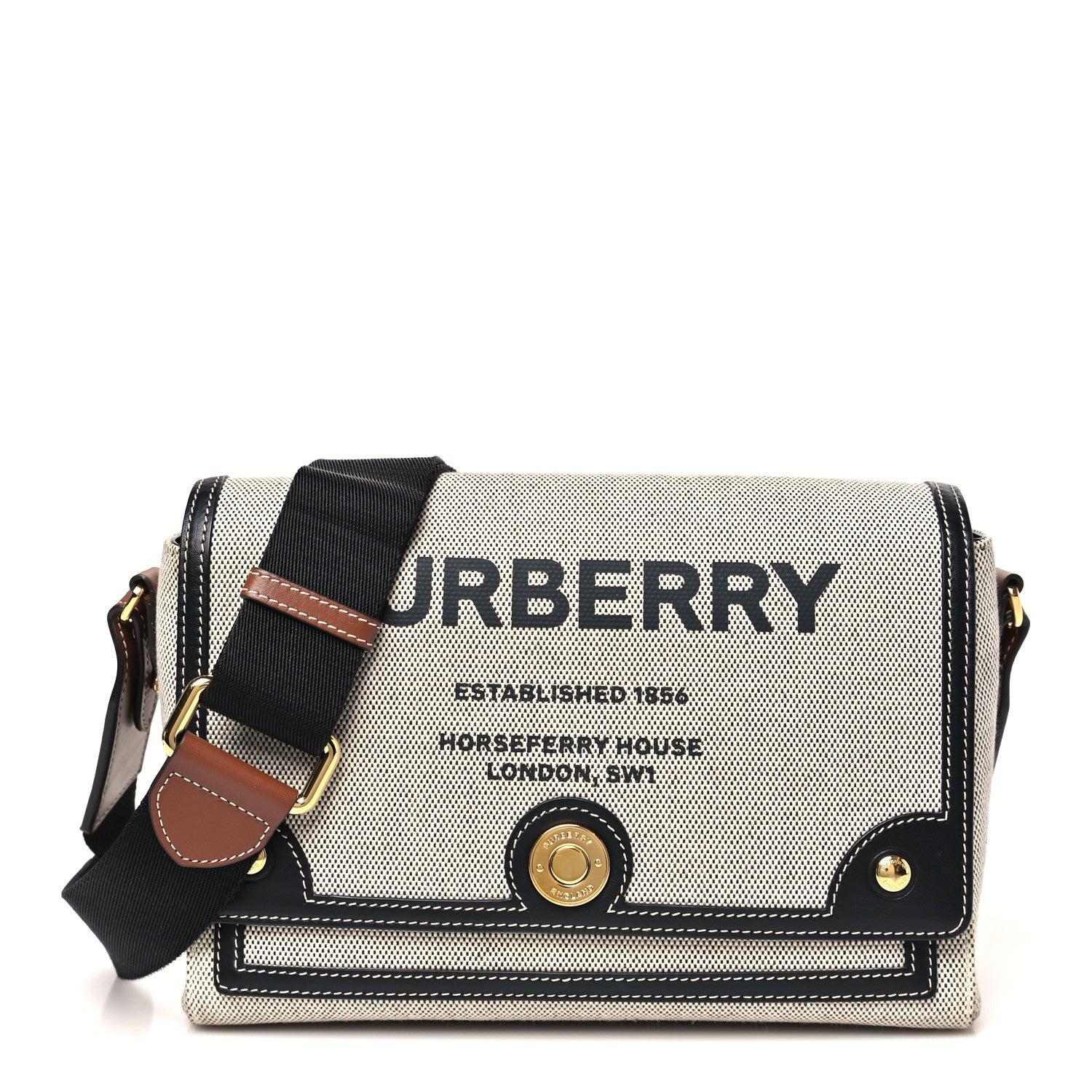 バーバリーバッグ Burberry Canvas Horseferry Print Note Crossbody Bag Grey Black
