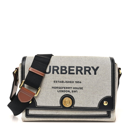 Burberry Canvas Horseferry Print Note Crossbody Bag Grey Black 1 of 10