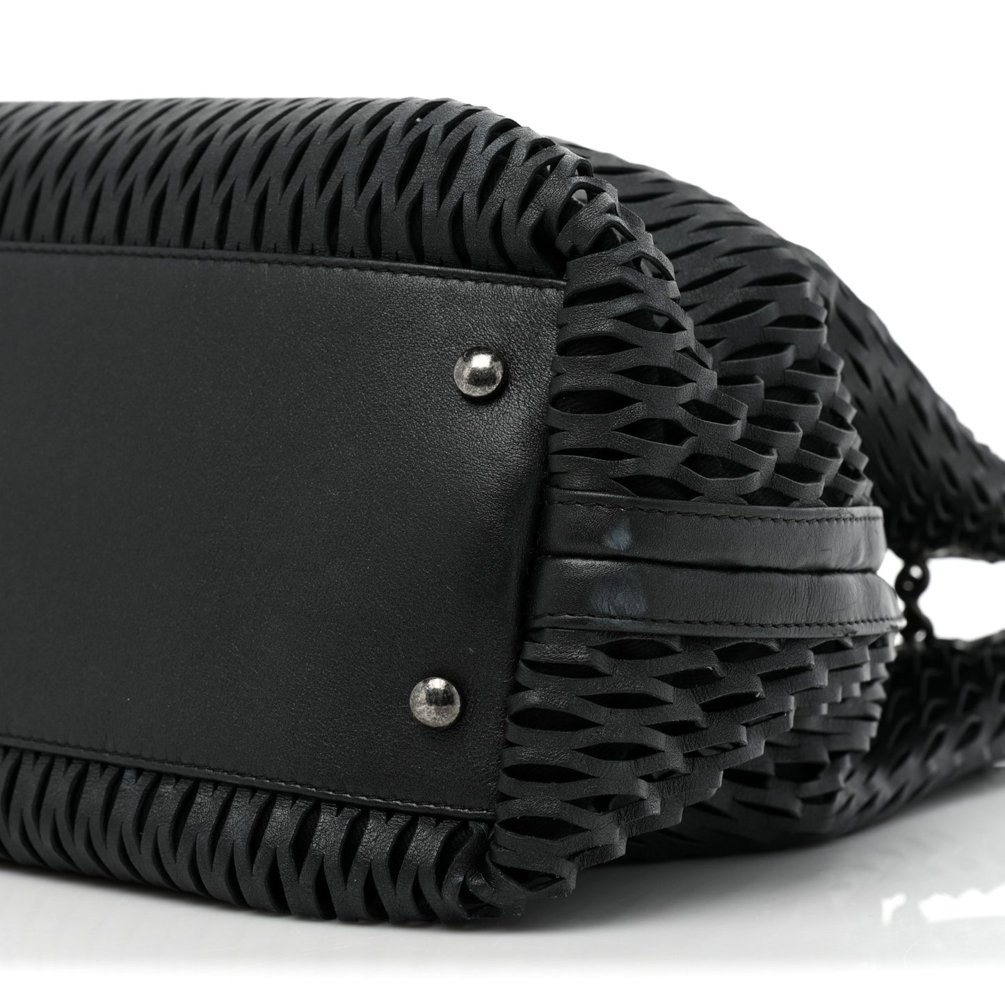 Calfskin Laser Cut Perforated CC Tote Black