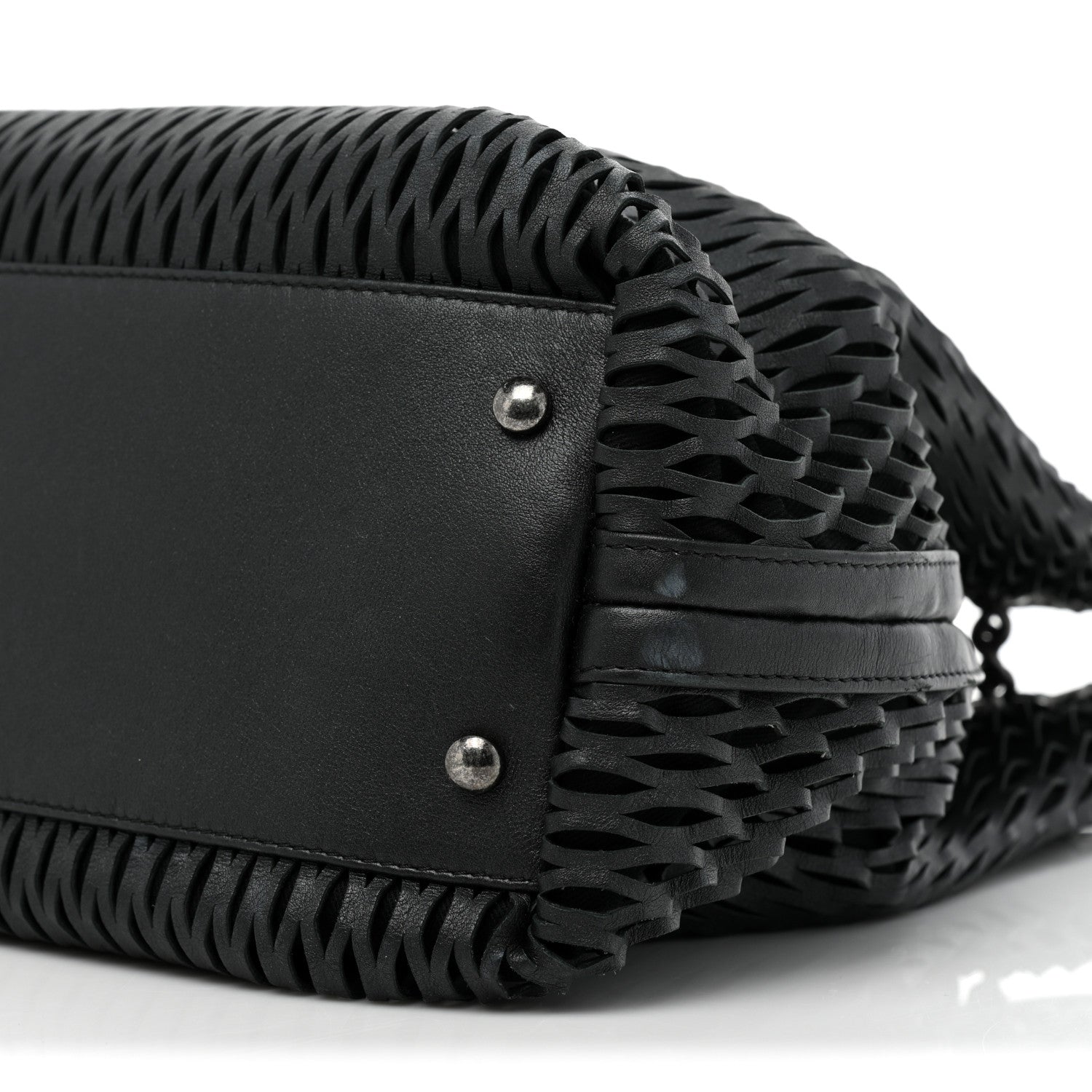 Chanel Calfskin Laser Cut Perforated CC Tote Black 8 of 15
