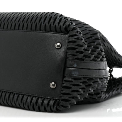 Chanel Calfskin Laser Cut Perforated CC Tote Black 8 of 15