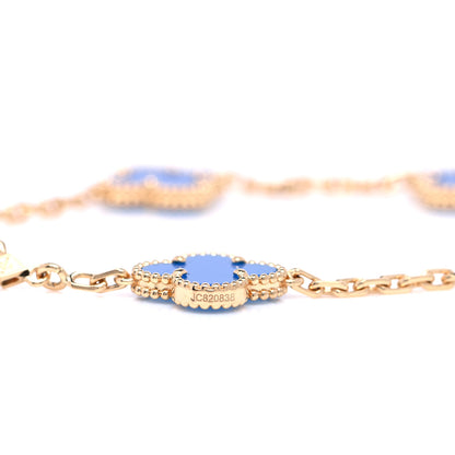 Van Cleef & Arpels 18K Yellow Gold Blue Agate 5 Motifs Vintage Alhambra Bracelet 10 of 16