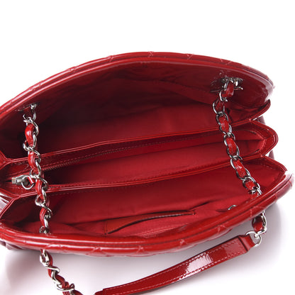 Chanel Patent Quilted Medium Just Mademoiselle Bowling Bag Red 5 of 14