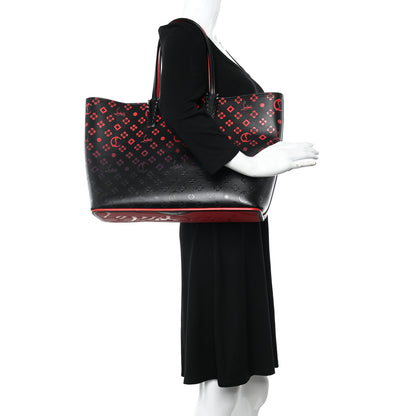 Christian Louboutin Perforated Calfskin Degrade Loubinthesky East West Cabata Tote Black Red 2 of 10