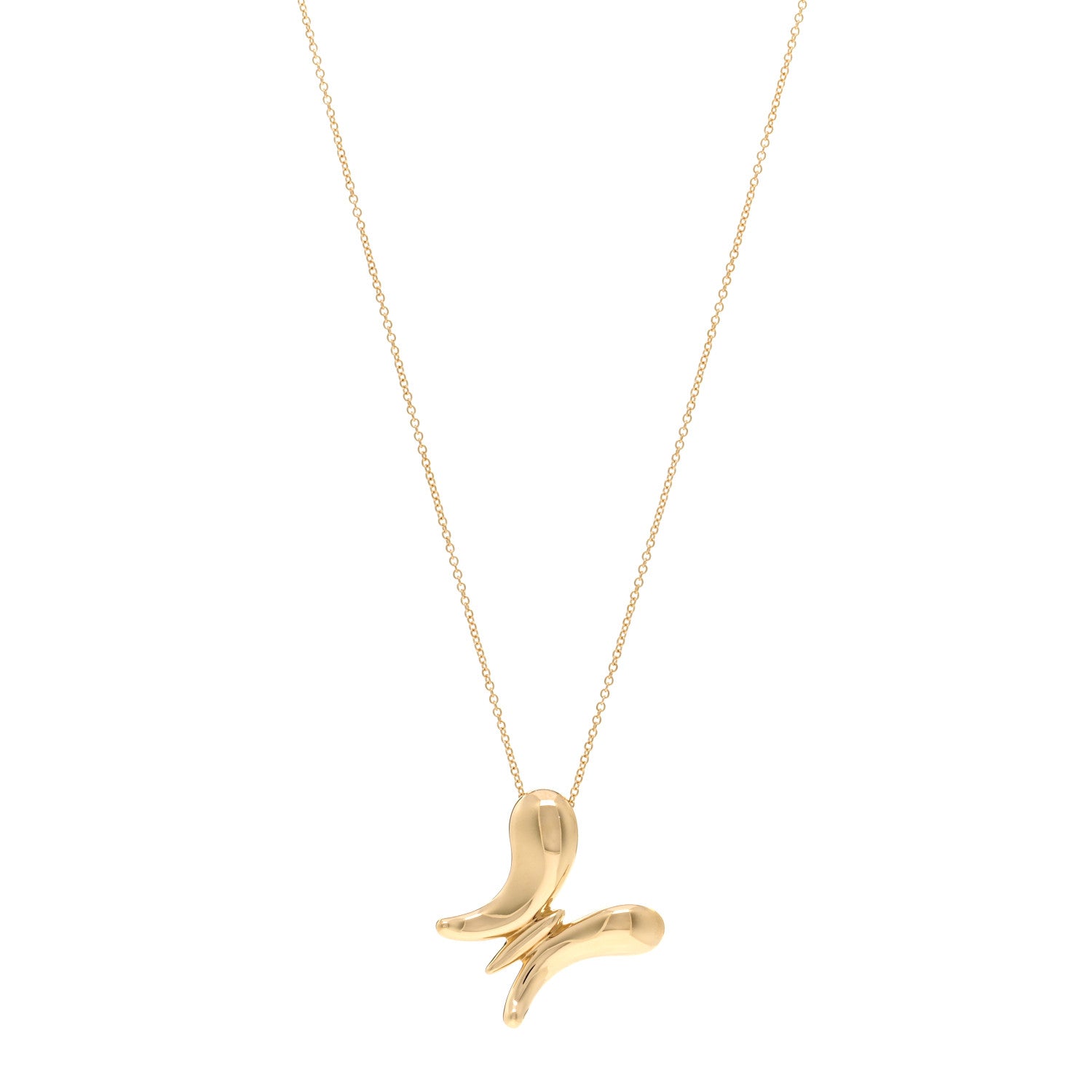Tiffany 18K Yellow Gold Elsa Peretti Butterfly Pendant Necklace 1 of 4