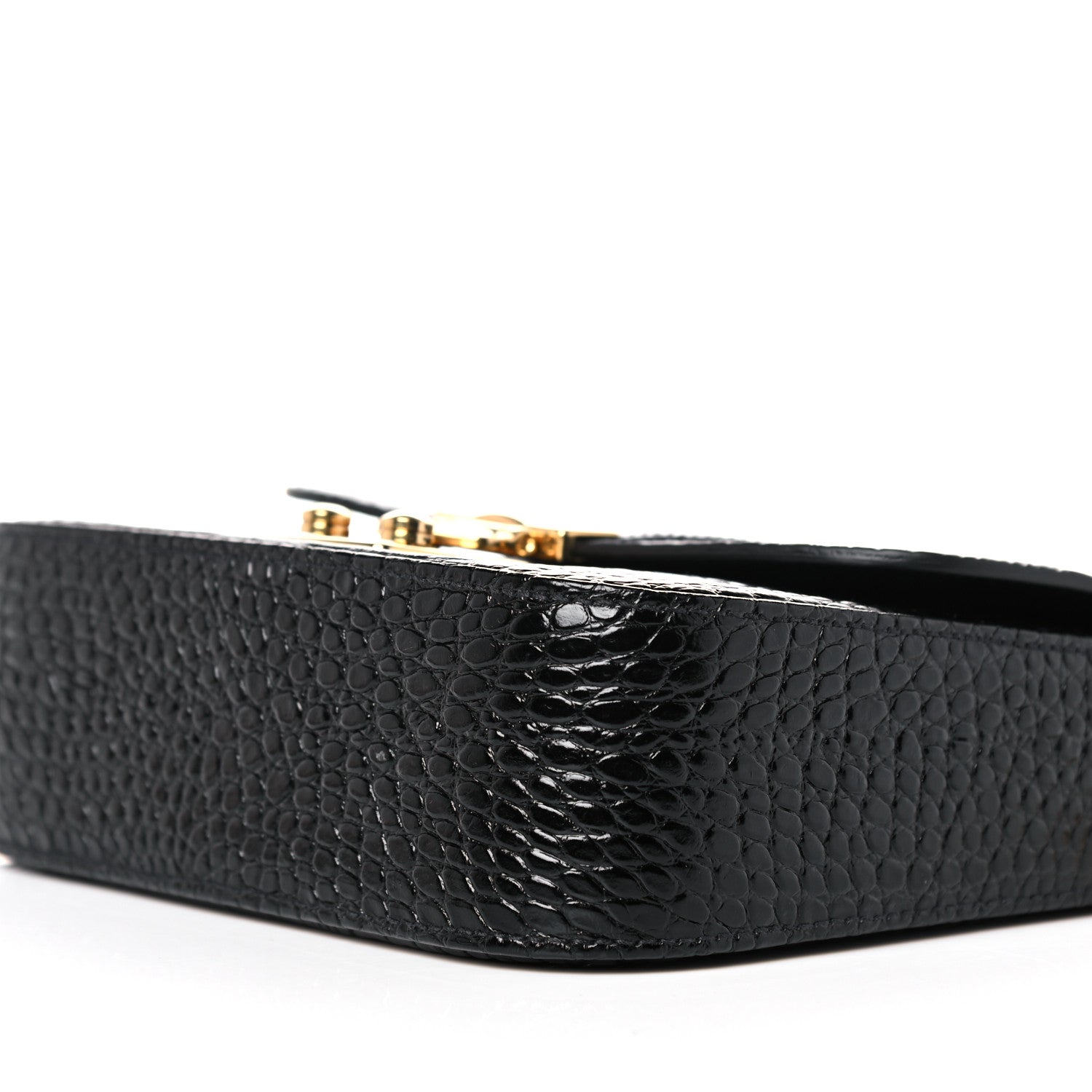 Miu Miu Crocodile Print Calfskin Top Handle Bag Black 8 of 10