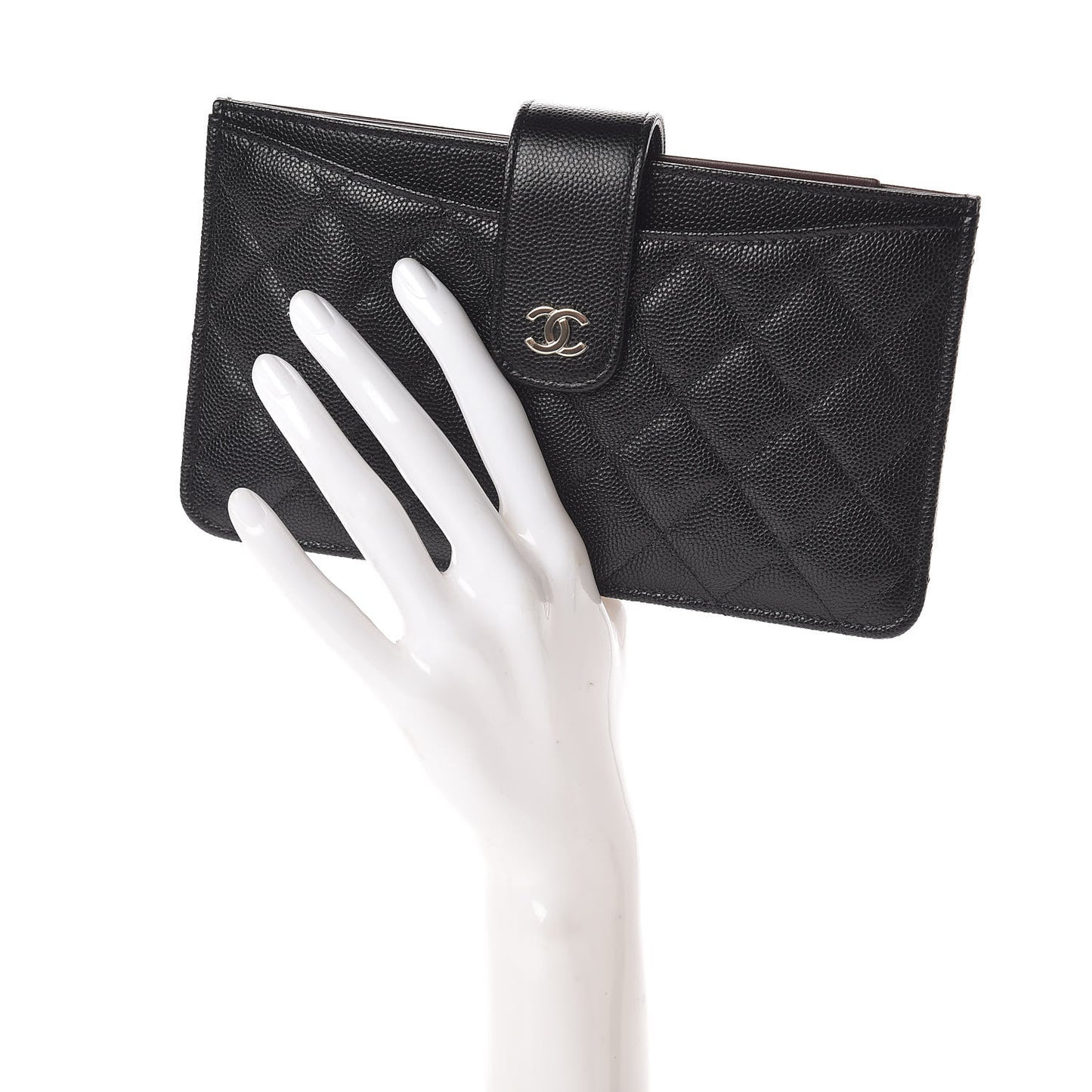 Caviar Quilted Classic Strap Pouch Black