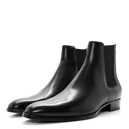 Saint Laurent Calfskin Mens Wyatt Chelsea Boots 45 Black 3 of 12