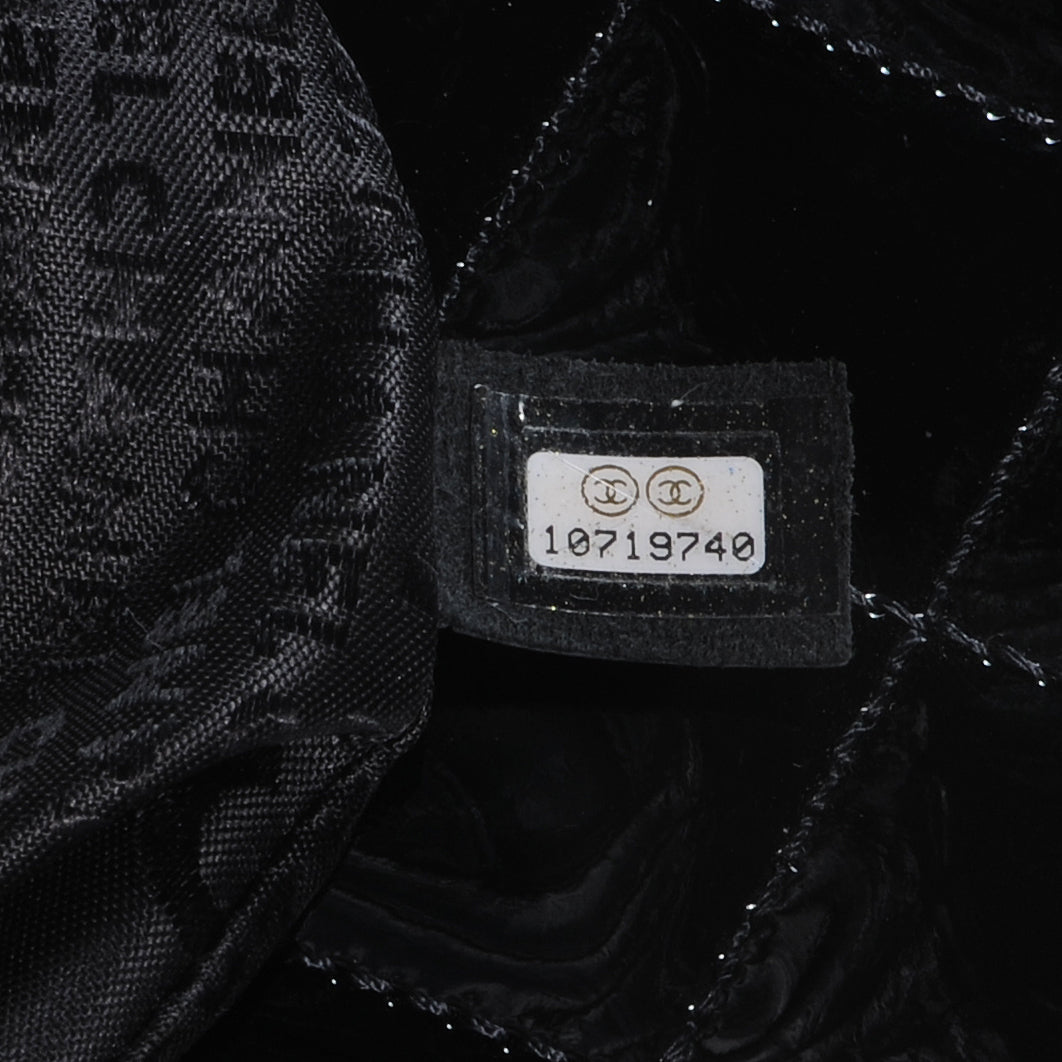 Patent Quilted Flap Bag Black