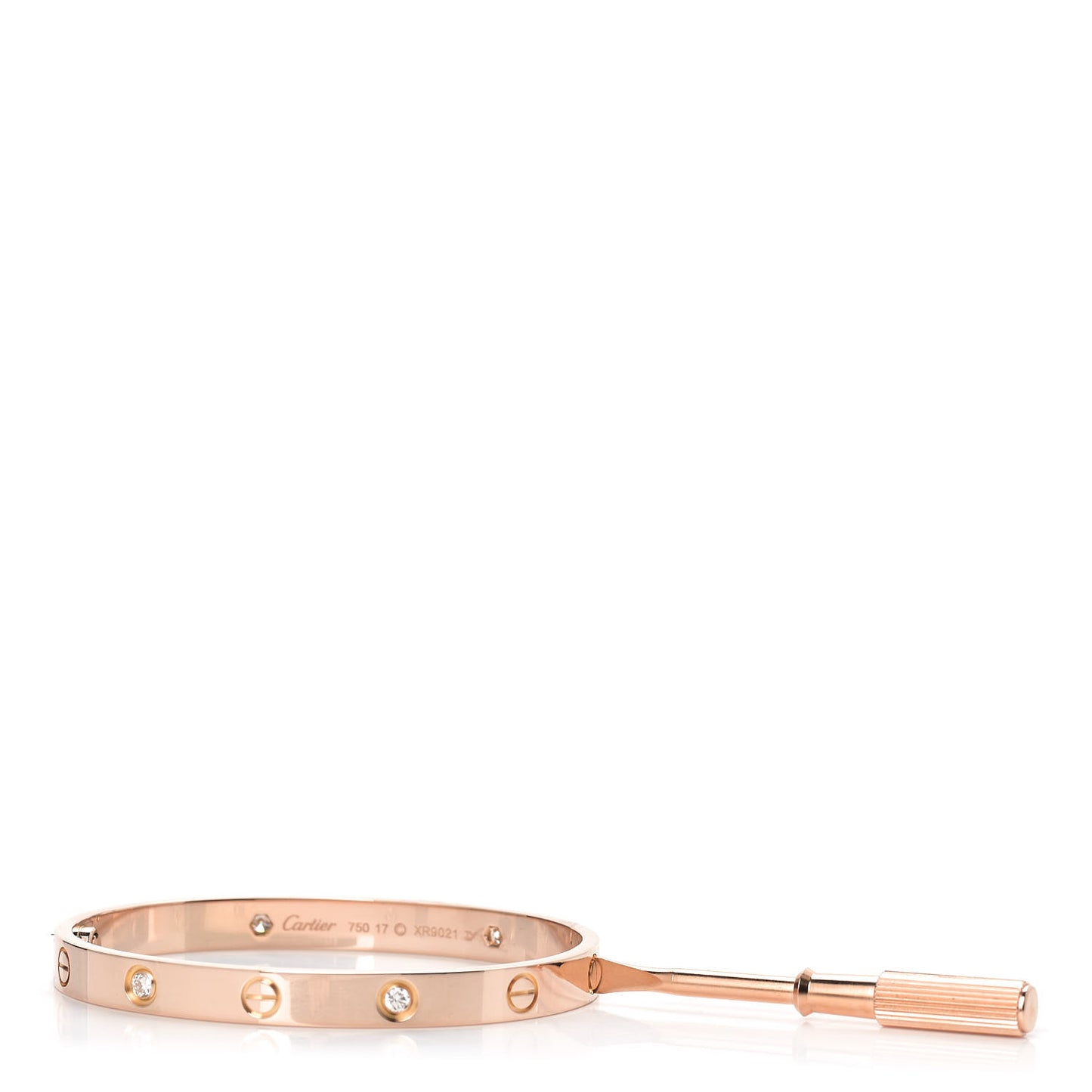 18K Pink Gold 4 Diamond LOVE Bracelet 17