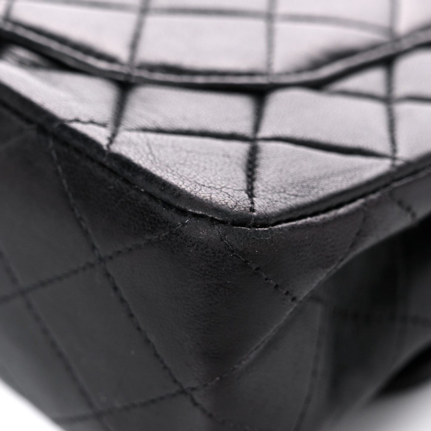 Lambskin Quilted Medium Double Flap Black