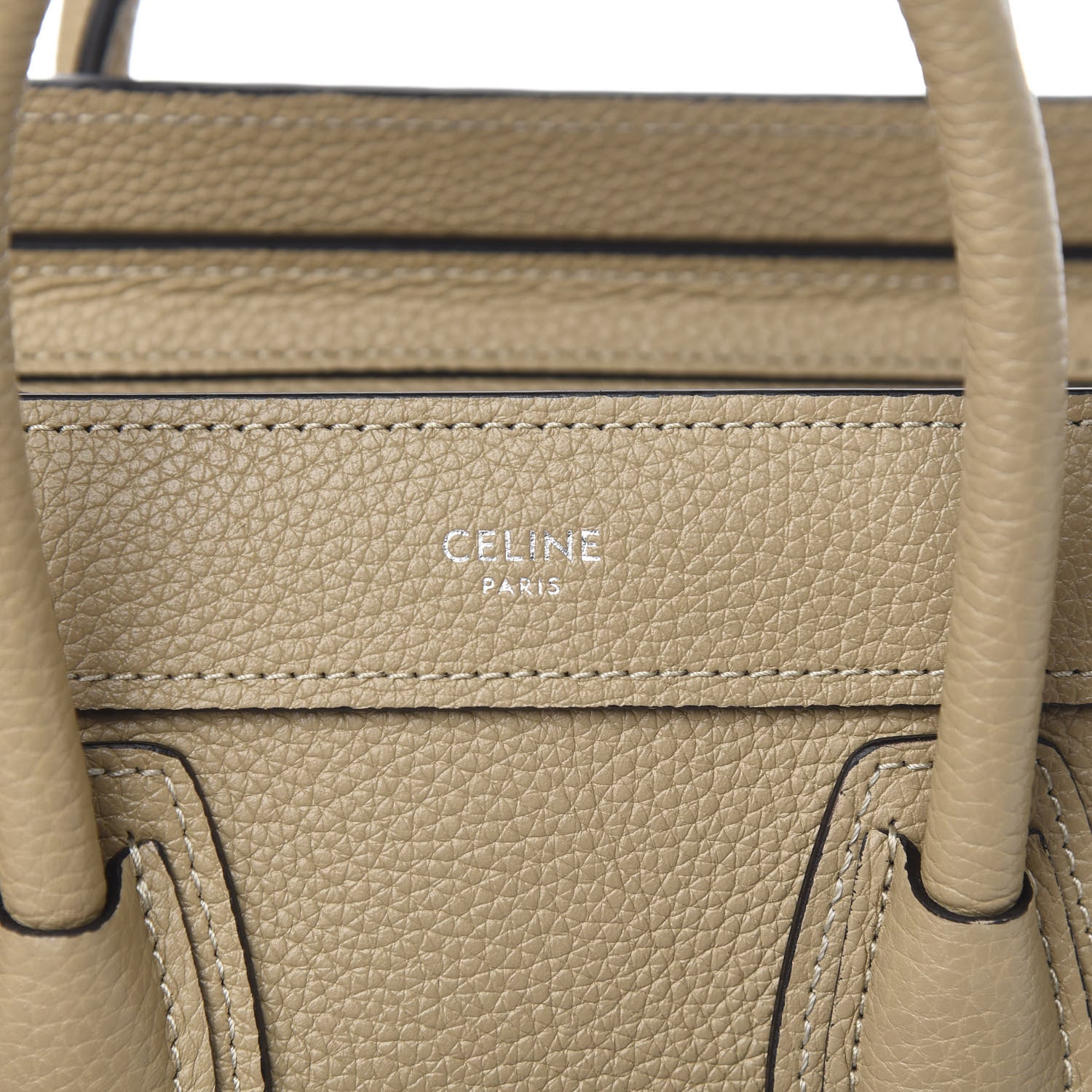 Celine Drummed Calfskin Nano Luggage Dune 7 of 11