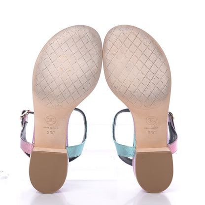 Chanel Goatskin Fantasy CC Pearl Thong Sandals 38 Multicolor 6 of 13