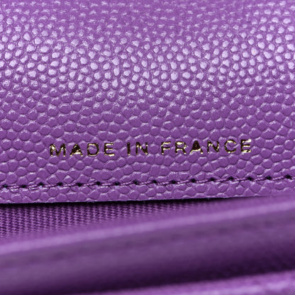 Chanel Caviar Quilted Flap Card Holder Wallet Purple 7 of 10