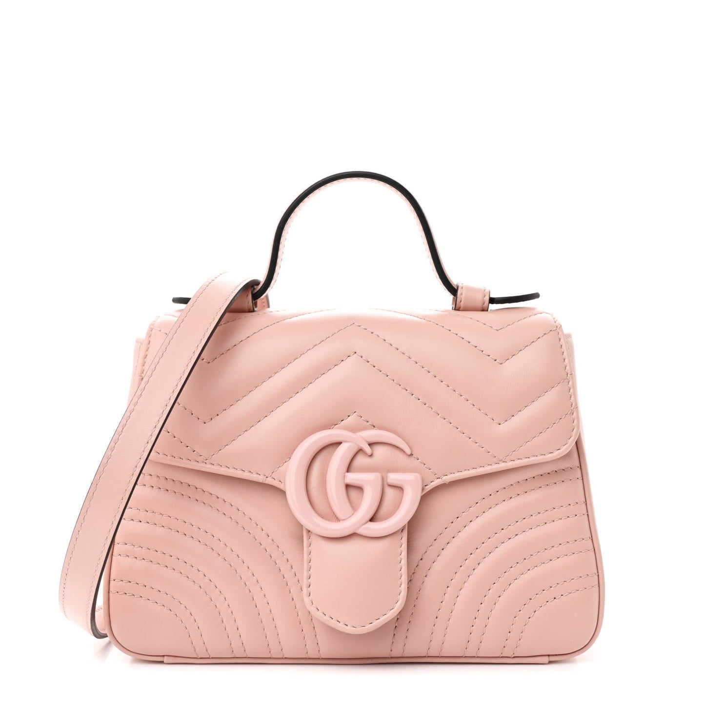 Calfskin Matelasse Monochrome GG Marmont Top Handle Shoulder Bag Perfect Pink