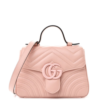 Gucci Calfskin Matelasse Monochrome GG Marmont Top Handle Shoulder Bag Perfect Pink 1 of 11