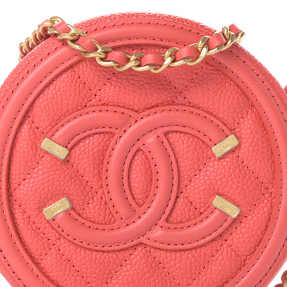 Chanel Caviar Quilted Round Filigree Crossbody Red 8 of 11